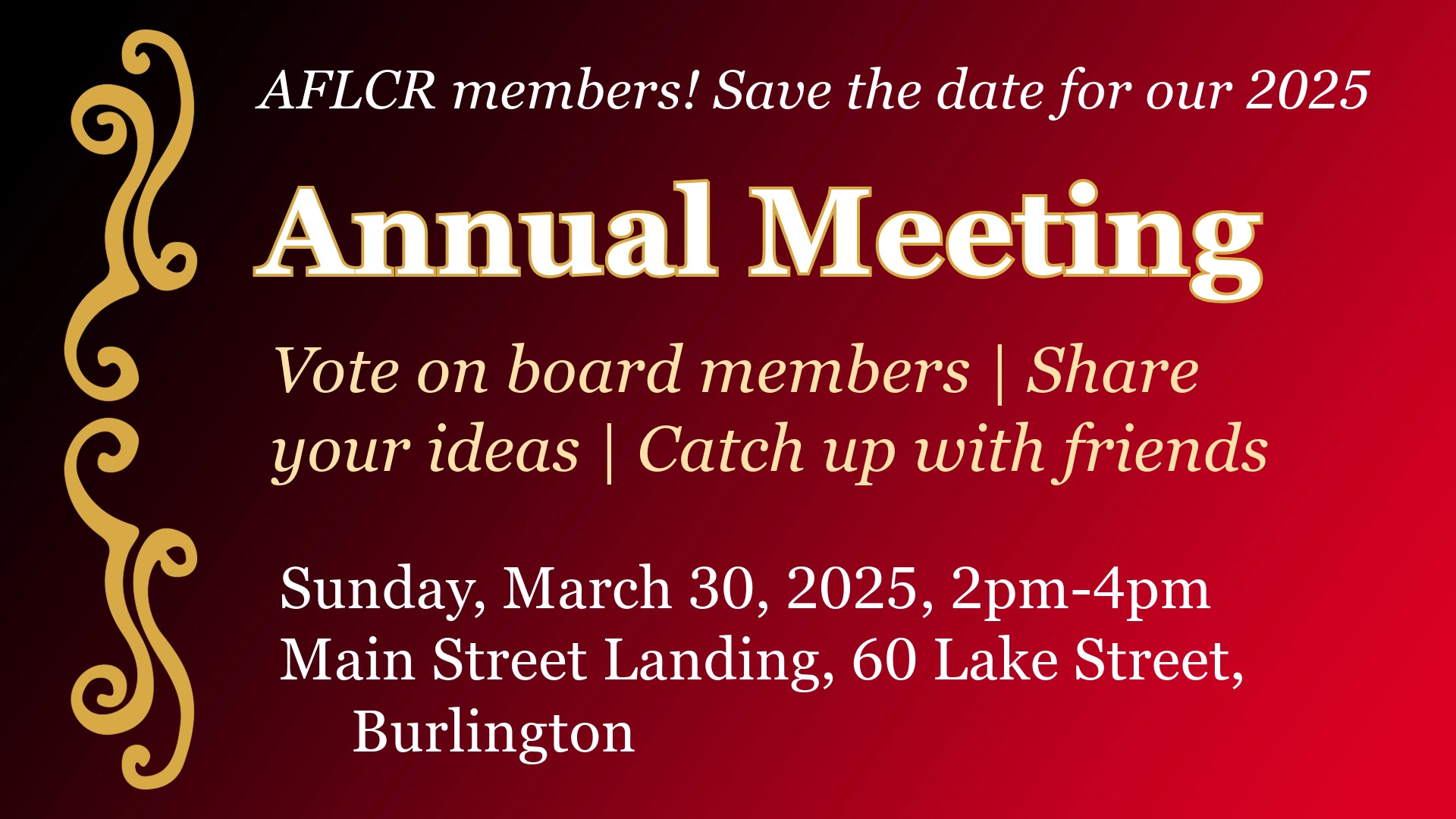 Annual meeting notice, black and red background